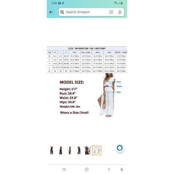 New XL 16 Fancyinn Black 2pc Outfit Deep V-Neck Crop Drawstring Side Slit Pants - Picture 6 of 8